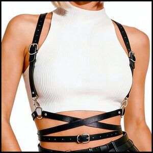 Punk Leather Chest Harness Belt Adjustable Body Accessory Edgy Fashion